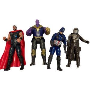 Lot of 4 Vintage Marvel & Star Wars Action Figures Thor, Thanos, Captain America